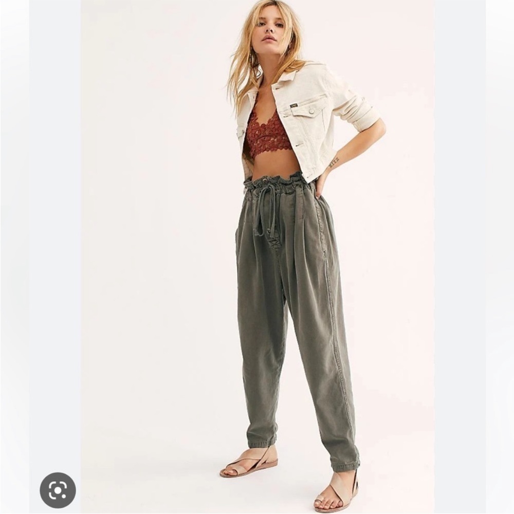 Free People Margaret Paperbag High Waisted Pants Medium Gray